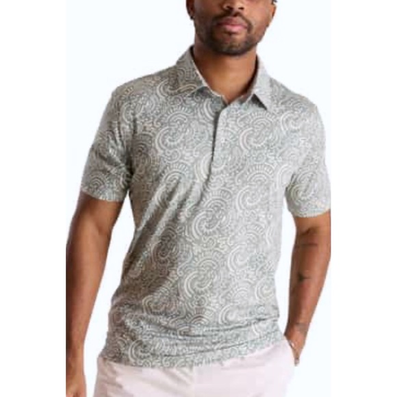 New Chubbies Polo Shirt Mens Small Sage Green Swirl Performance Stretch Relaxed - Picture 6 of 12